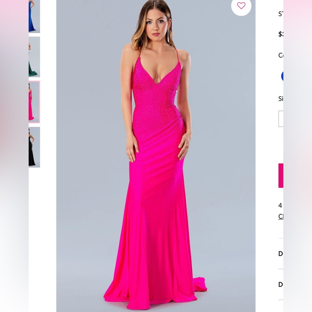 Stella Couture STE-24148 hot pink sparkle gown. Size 4. Brand new